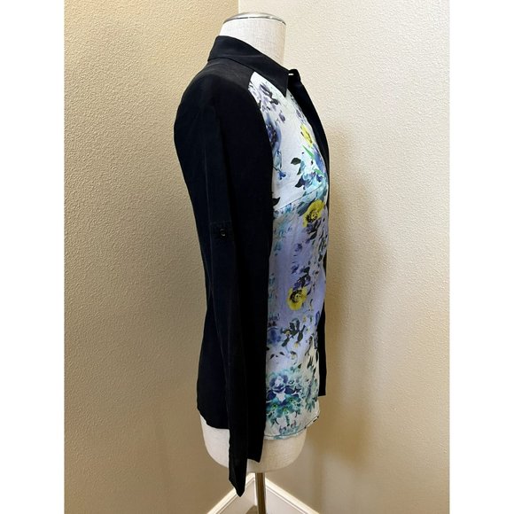 GUESS by Marciano Women's Floral Silk Blouse Button Down Collared Size XS - Picture 3 of 4